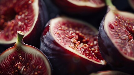Aufkleber - Sliced fresh figs closeup Macro photo : Generative AI
