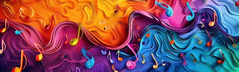 Sticker - colorful music background with note