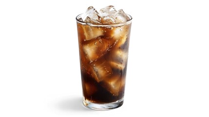 Poster - Glass of iced coffee isolated clipping path on white background : Generative AI