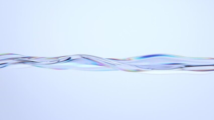 Poster - abstract animation, background design with iridescent wave, 4k looping video, 3d render