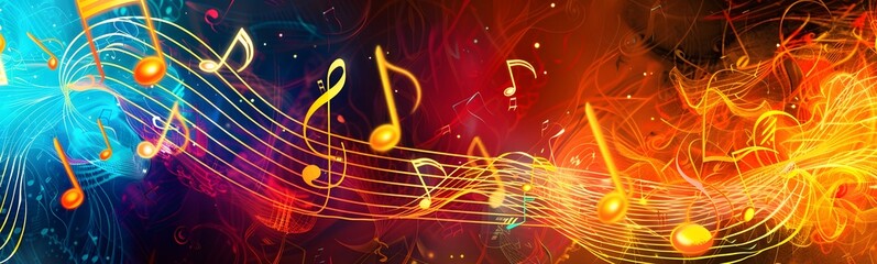 Poster - colorful music background with note