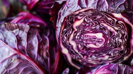 Poster - close  up photo of red cabbage : Generative AI