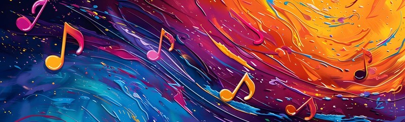 Sticker - colorful music background with note