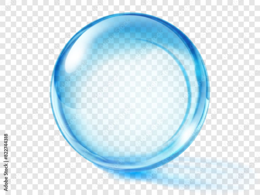 Large translucent colored sphere in light blue colors with glares and ...