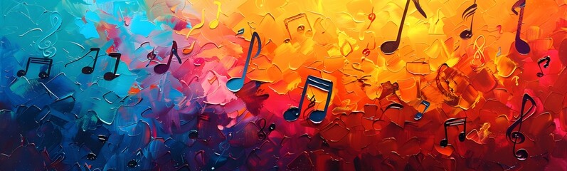 Sticker - colorful music background with note