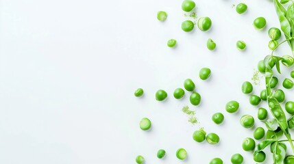 Poster - Close up peas on white background with copy space Healthy vegan vegetarian food concept : Generative AI