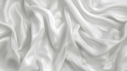Poster - Abstract White Satin Silky Cloth for background Fabric Textile Drape with Crease Wavy Foldswith soft waveswaving in the wind : Generative AI