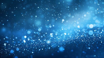 Abstract Blue Background with Bokeh Lights and Glitter Particles