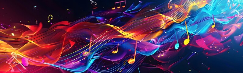 Wall Mural - colorful music background with note