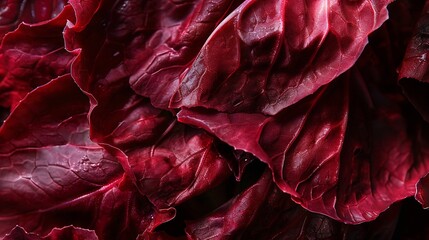 Wall Mural - leaf of red radicchio or red salad background image closeup : Generative AI