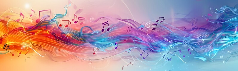 Poster - colorful music background with note