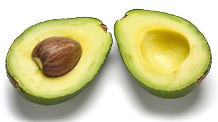 Poster - Avocado cut in half isolated on white background Clipping path : Generative AI