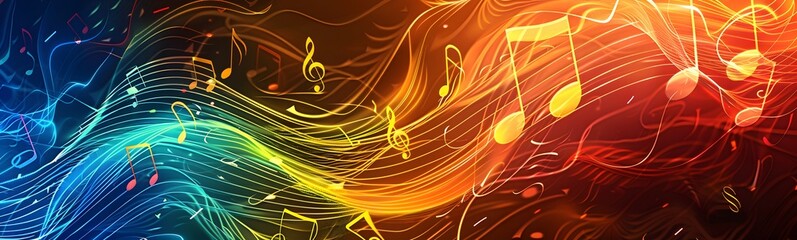 Poster - colorful music background with note