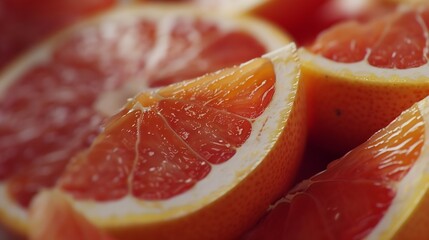 Aufkleber - Closeup of sliced ripe grapefruit macro creative background : Generative AI