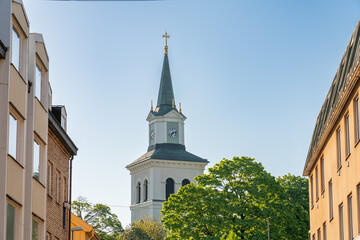 Poster - Tower of Vimmerby Kyrka evangelical church in Vimmerby, Sweden