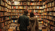 © Jojo - LGBTQ+ couple browsing books in a bookstore,beautiful landscape photography, fine art