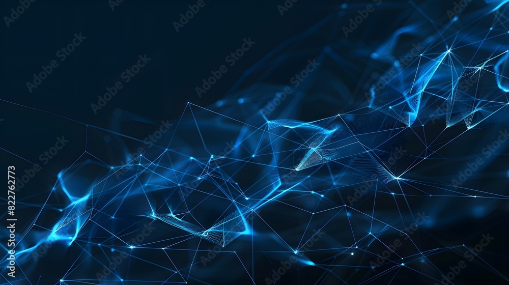 Abstract Blue Background with Low Poly Waves and Connecting Dots Stock ...