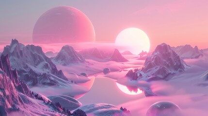 Wall Mural - beautiful neon retro futuristic sunset in high resolution and quality