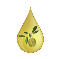 Wall Mural - Olive in drop of cooking oil isolated on white