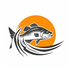 Fishing Logo, Fish Symbol, Wildlife and Game Icon, Hobby Leisure Art Concept, Animal Illustration Trout Bass Illustration, Isolated White Background