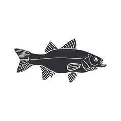 Poster - Barramundi Icon Silhouette Illustration. Fish Vector Graphic Pictogram Symbol Clip Art. Doodle Sketch Black Sign.