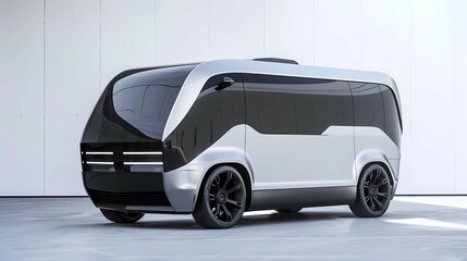 an electric concept Van design, The future of technology, design of product design, simple shape design, simple profile, sci-fi, unique style, Generative AI illustrations. 