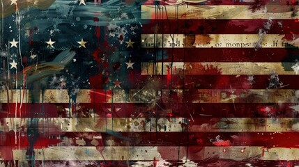  American Flag, Colonial Flag, progressive artwork, contemporary mixed media collage, VFX