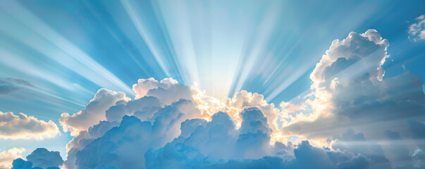 Majestic sun rays breaking through clouds