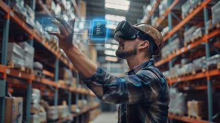 Poster - a warehouse manager using a virtual digital management system technology in modern warehouse