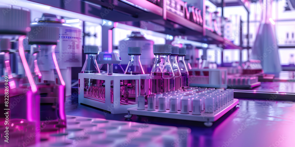 Intricate Plum Lab: Unveiling a sophisticated biotech lab where genetic ...
