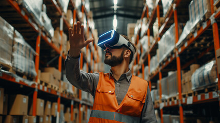 Poster - a warehouse manager using a virtual digital management system technology in modern warehouse