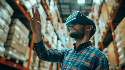 Poster - a warehouse manager using a virtual digital management system technology in modern warehouse