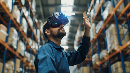 Poster - a warehouse manager using a virtual digital management system technology in modern warehouse
