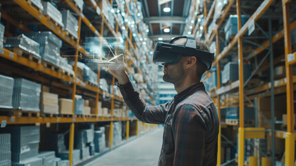 Poster - a warehouse manager using a virtual digital management system technology in modern warehouse