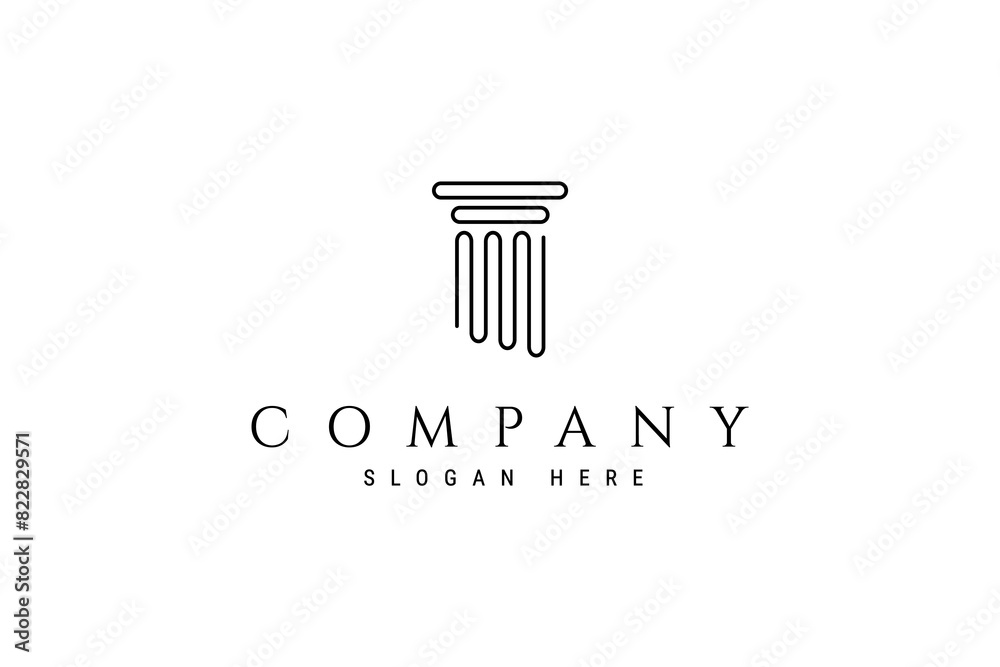 Pillar logo with minimalist linear design style Stock Vector | Adobe Stock