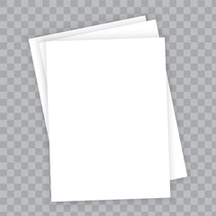 Poster - Blank paper stack. Transparent checkered background. Realistic vector icon. Isolated white sheets.