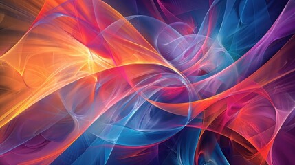 Wall Mural - Digital abstract composition with fractal patterns and vivid color gradients