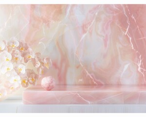 Poster - Luxurious Artisanal Chocolate on Pastel Pink Marble Surface - Ideal for Branding and Promotional Content with a Sophisticated Touch