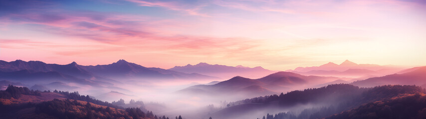 Wall Mural - Breathtaking Sunrise Over Misty Mountain Range