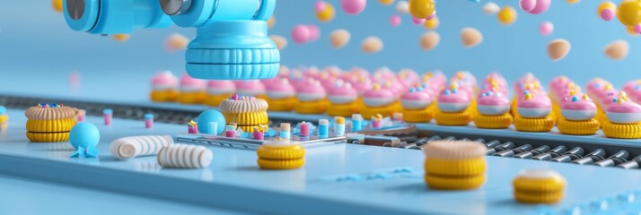 Leinwandbilder - Futuristic Candy Manufacturing: Robotic Arms Crafting Artisanal Chocolates in a High-Tech Factory