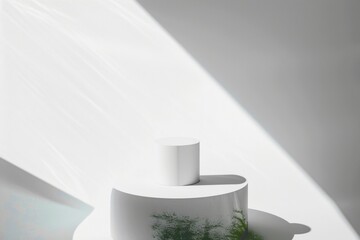 Poster - Minimalist White Podium in Bright Natural Light for Showcasing Financial or Educational Tools