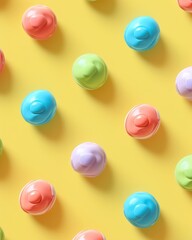 Aufkleber - Bright and Cheerful Assortment of Colorful Candies on a Sunny Yellow Background