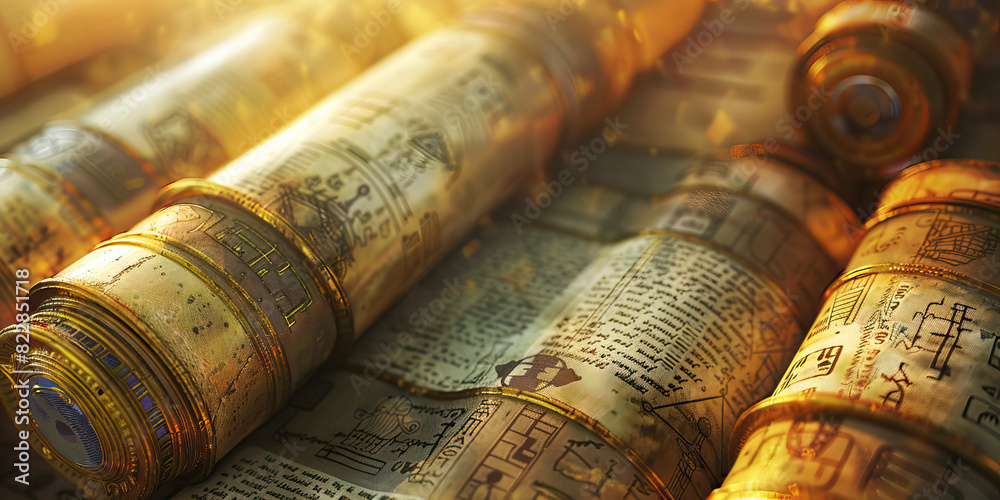 The Enigmatic Labyrinth of Knowledge: A messy pile of ancient books and ...