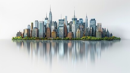 Wall Mural - a city skyline with a reflection in the water