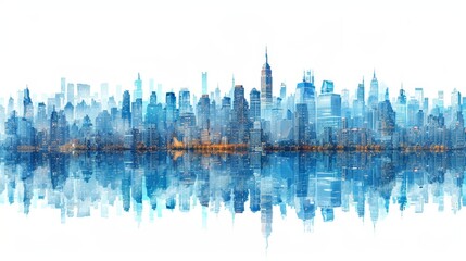 Wall Mural - a large city skyline with a reflection in the water