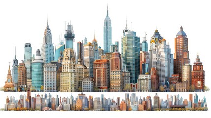 Wall Mural - a large city with many tall buildings and a few buildings