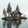 © LUPACO IMAGES - a small house on a small island in the middle of the water