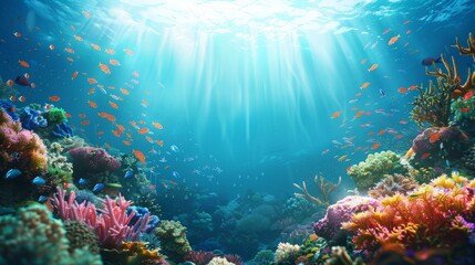 Wall Mural - Reef awareness day background concept with copy space area for text. World Oceans Day and World Water Day. Beautiful sea background