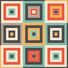 Wall Mural - Retro Geometric Abstract Art with Vibrant Squares and Lines