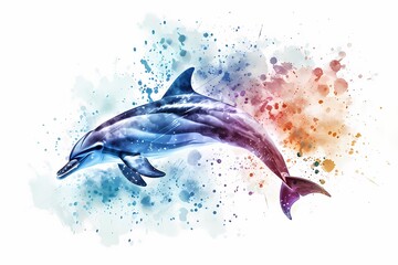 watercolor art. illustration of a dolphin